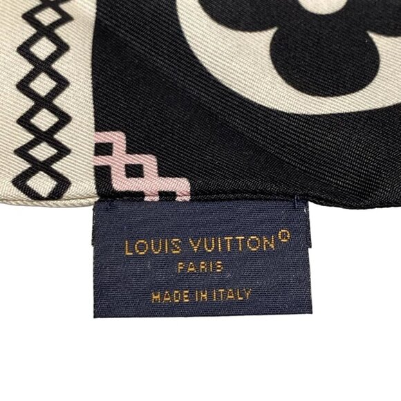 LOUIS VUITTON Bandeau Croisillon Black Pink White -Scarf 218-081525 - Picture 3 of 3